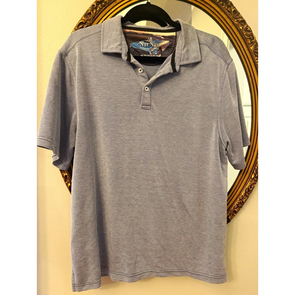 Nat Nast Luxury Originals Men’s Blue Polo L Short Sleeve Breathable Knit Golf